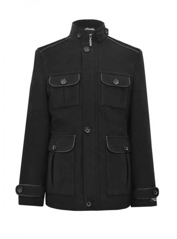 М-106 Мужская черная куртка-пальто